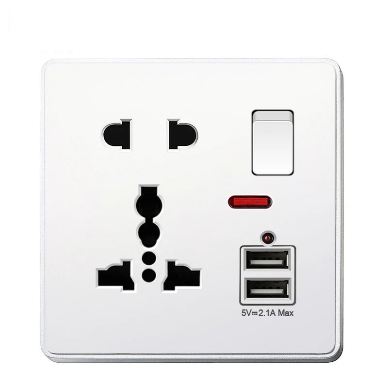 5 قطعة 5 فولت 2.1A CE 16A المزدوج شاحن USB ميناء 13A العالمي العالمي 5 حفرة USB مقبس الطاقة الجدار الاتحاد الأوروبي القياسية التبديل منفذ التحكم Pa