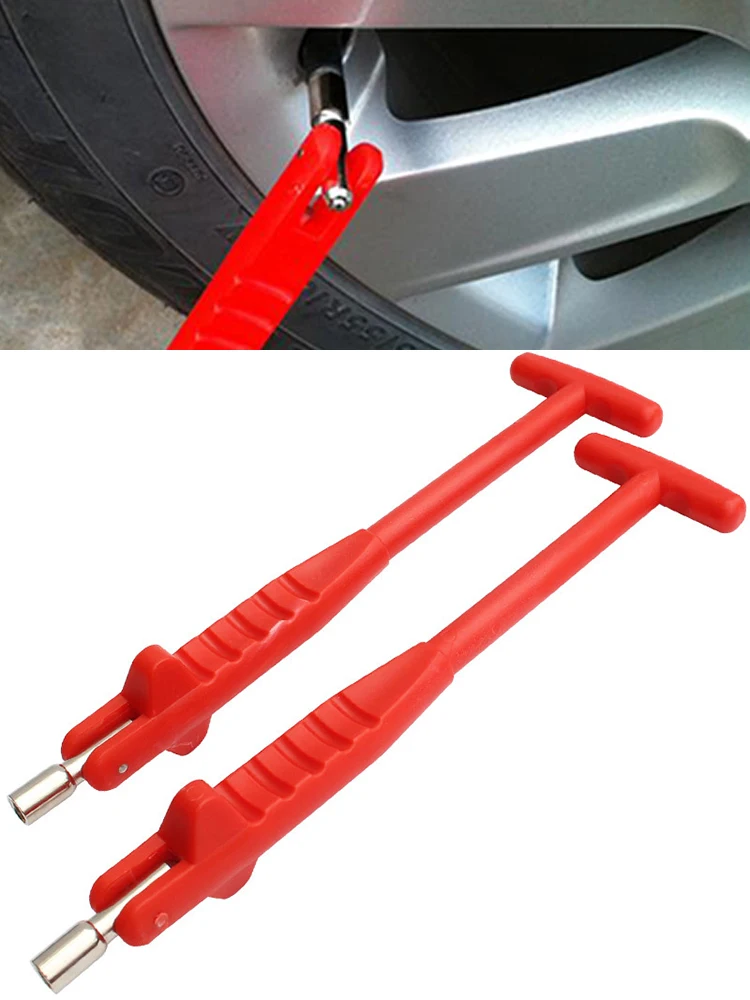 Outil de réparation de pneus en métal, Tube de voiture, tige de Valve, extracteur de pneus en plastique rouge, installateur changeur, accessoires de