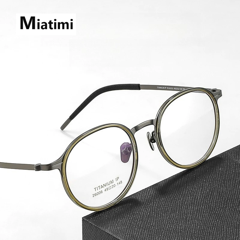 

Fashionable Comfortable Screwless Glasses frame Luxury Titanium Acetate Fiber Round Eyeglasses Prescription Frames For Men Women