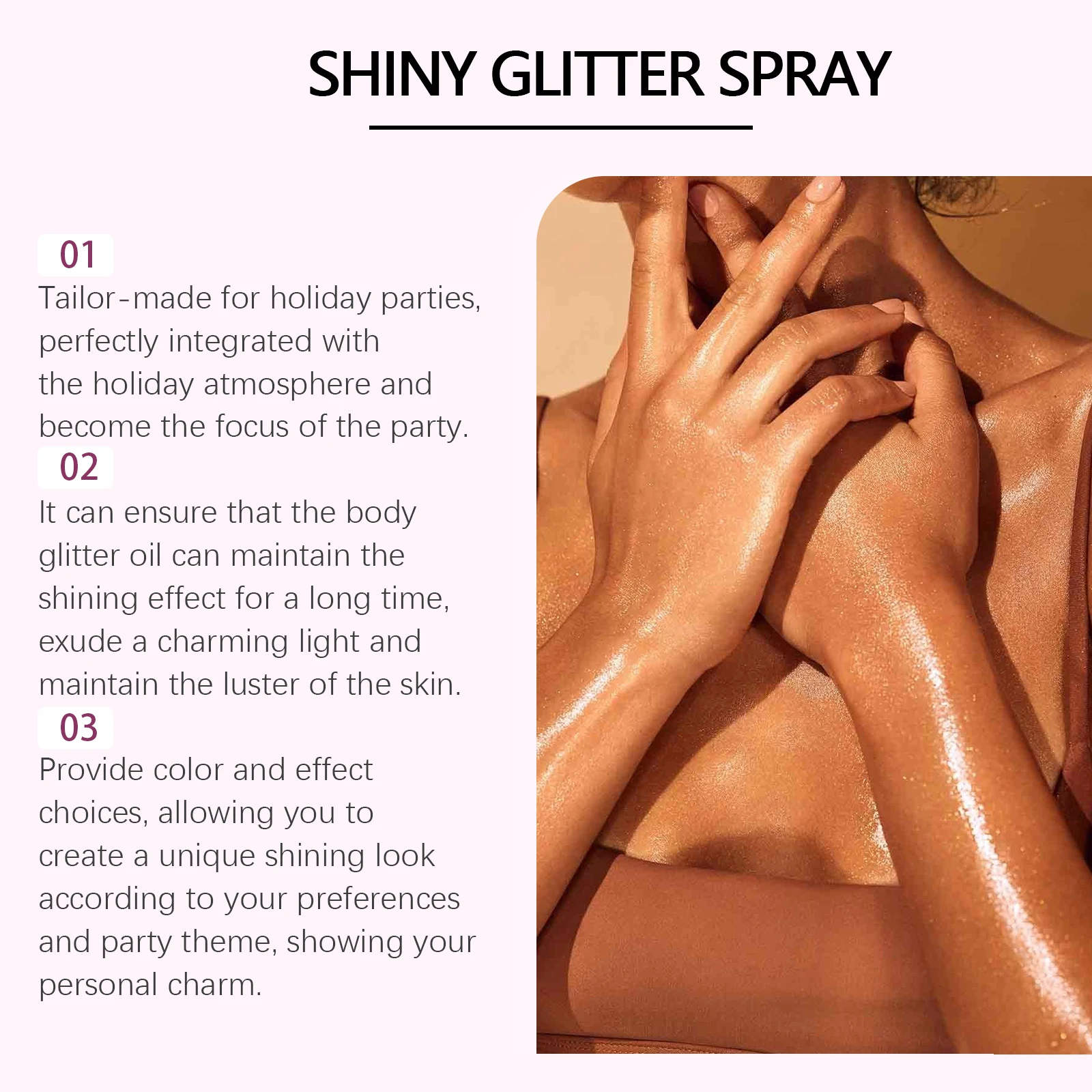 สเปรย์กลิตเตอร์หลากสีสัน - ไฮไลท์ผิวกายและไหปลาร้า ชิมเมอร์ ผงเพิ่มความกระจ่างใสให้ผิว เหมาะสำหรับการแต่งหน้าในงานเทศกาล