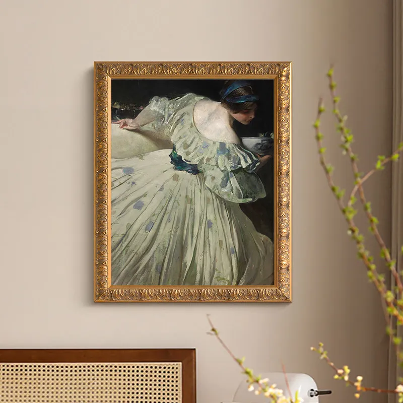 

European Retro Flower Classical Portrait Canvas Poster Art Painting Vintage American Style Entrance Cabinet Wall Decor