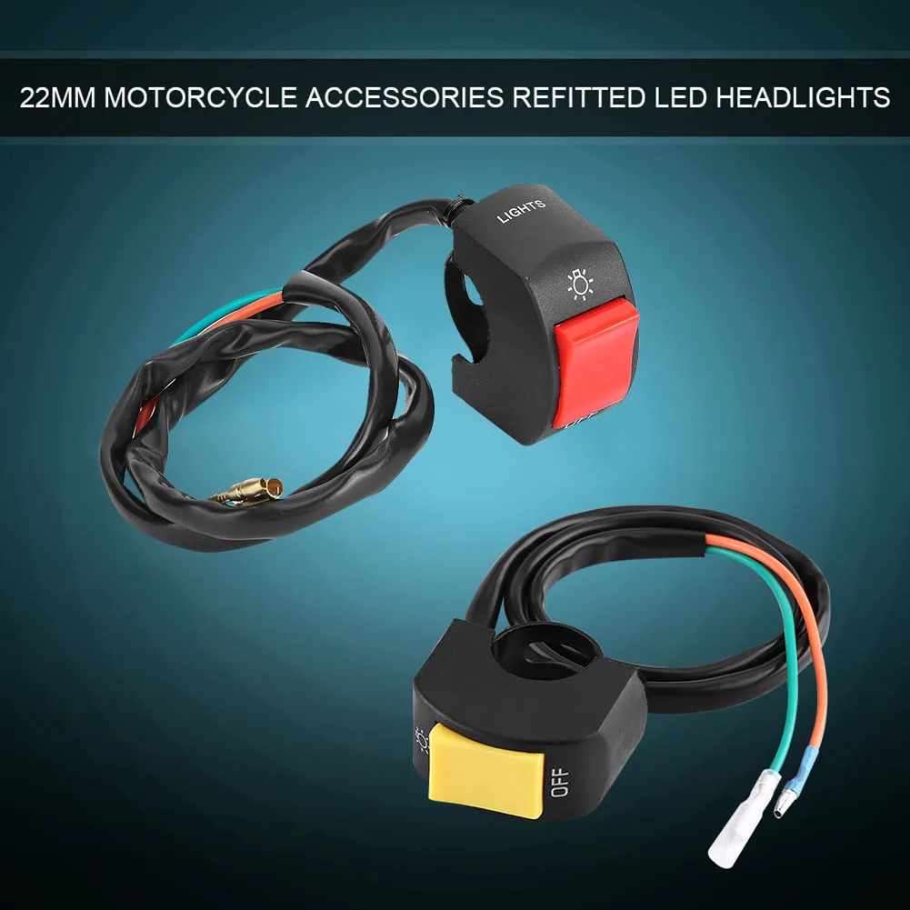 7/8inch Handlebar Mount LED Headlight On/Off Switch with Button Motorcycle Handlebar Switch Control