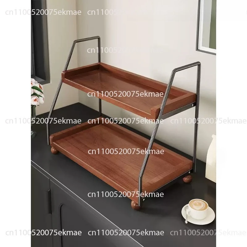 Solid Wood Tabletop Organiser, Dining Table, Water Glasses, Multi-tiered Vintage Cup Rack, Kitchen Spice Jars