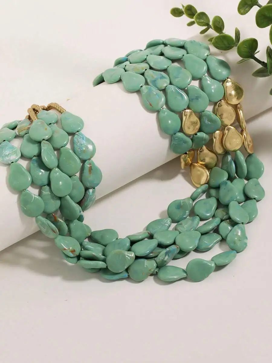 

Retro Bohemian Style Resin Multi-Layer Beaded Necklace For Women
