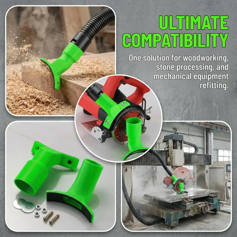 Universal Angle Grinder Dust Extractor Adapter Double Port Collector for Safe Clean-Up in Industrial Metalwork Settings