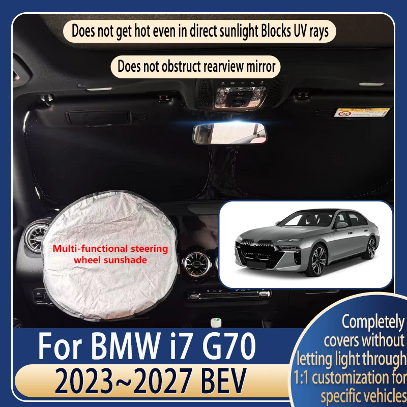 

Steering wheel Car Sun Visor For BMW i7 G70 2023~2027 26 Summer Cooling Auto Accessories Front Windshield Sunshade Heat Insulati