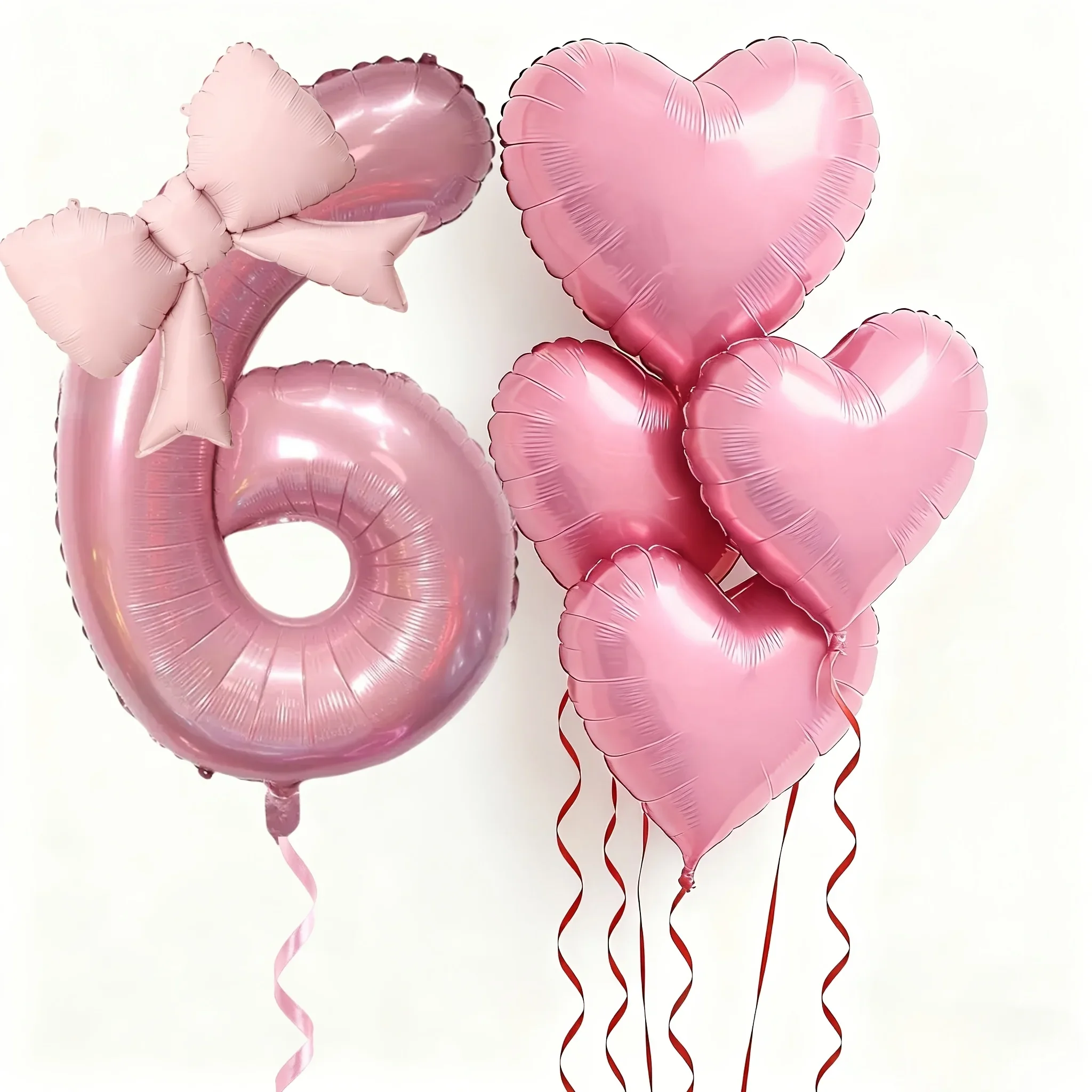 6 Stück rosa Schleifen-Herzballons, 40 Zoll, Nummer 0-9, Ballon, Geburtstagsdekoration für Erwachsene, Valentinstag, Jubiläumsfest – Detail 9