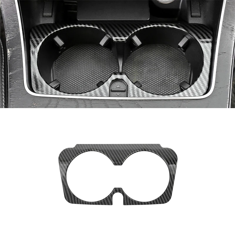 ABS For Mercedes Benz C E GLC Class W205 W213 X253 Car Carbon Fiber Texture Gear Shift Panel Water Cup Holder Frame Trim Cover