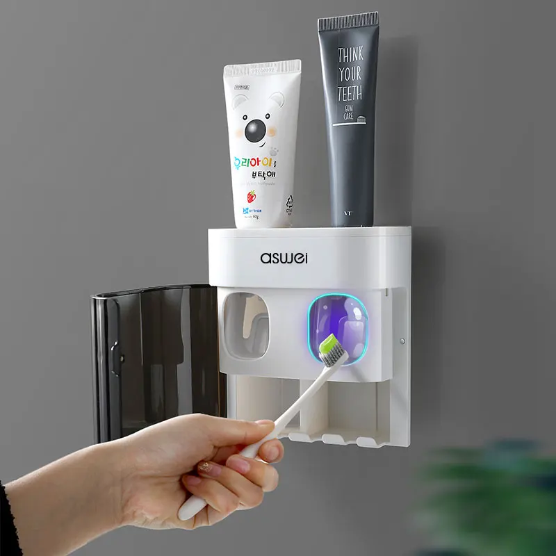 

Wall Mounted Automatic Toothpaste Squeezer Toothpaste Dispenser Magnetic Toothbrush Holder Toothpaste Rack Bathroom Accessories