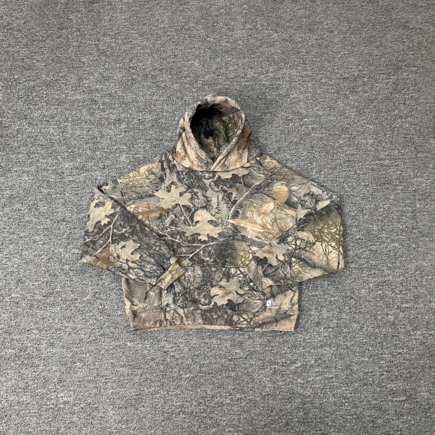 American Street Style Camouflage Branch Print Hoodie Unisex Loose Casual Fleece Pullover Jacket Trendy Leaf Patterned Sweatshirt