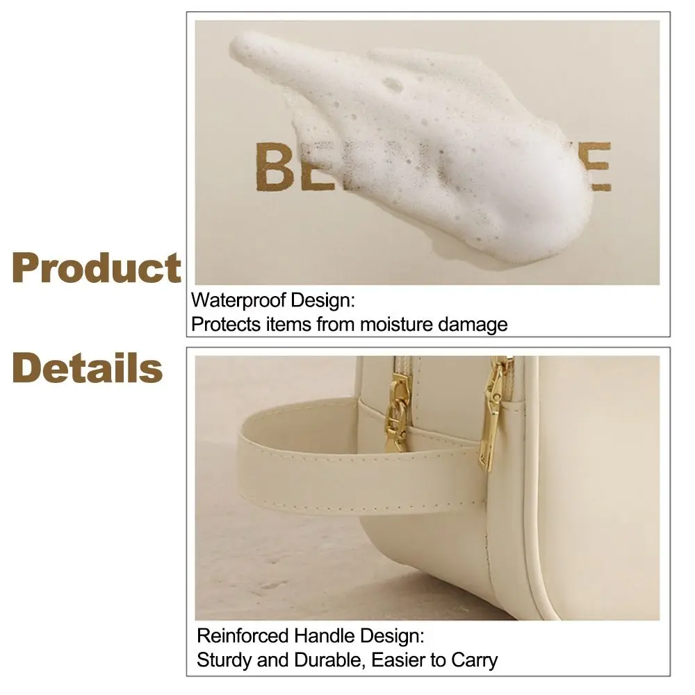 Ins Style Women Makeup Organizer Portable Waterproof Travel Cosmetic Pouch with Handle Large Capacity Toiletry Storage Case