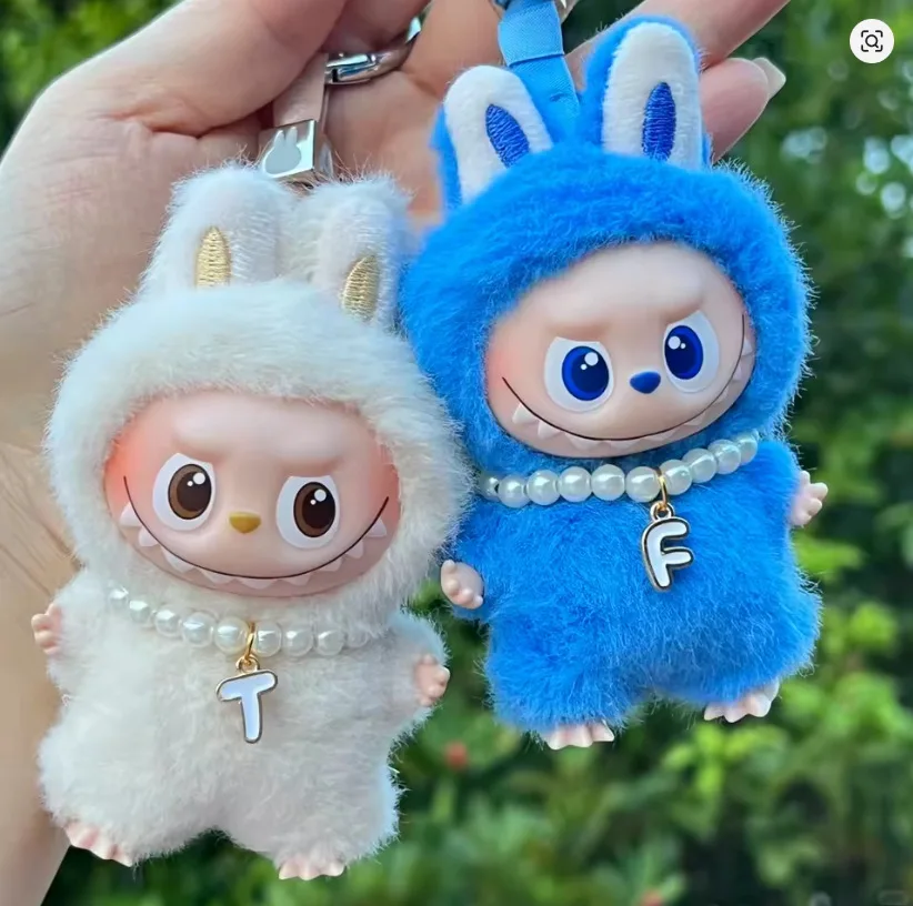 Mini Labubus Doll Necklace 4.0 Labubus Pearl Pendant Letter Accessories DIY Charm for 17cm Doll Clothes Fashion Gift