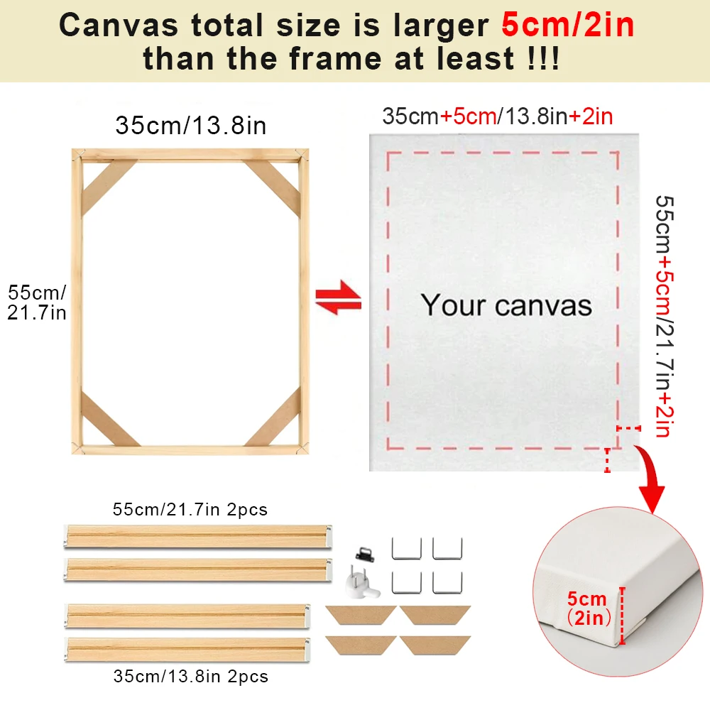 DIY Picture Wooden Canvas Frame Stretcher 40x60 30x40 50x70 100x50cm Wall Art Bars Kit for Oil Painting Poster Frames Home Decor
