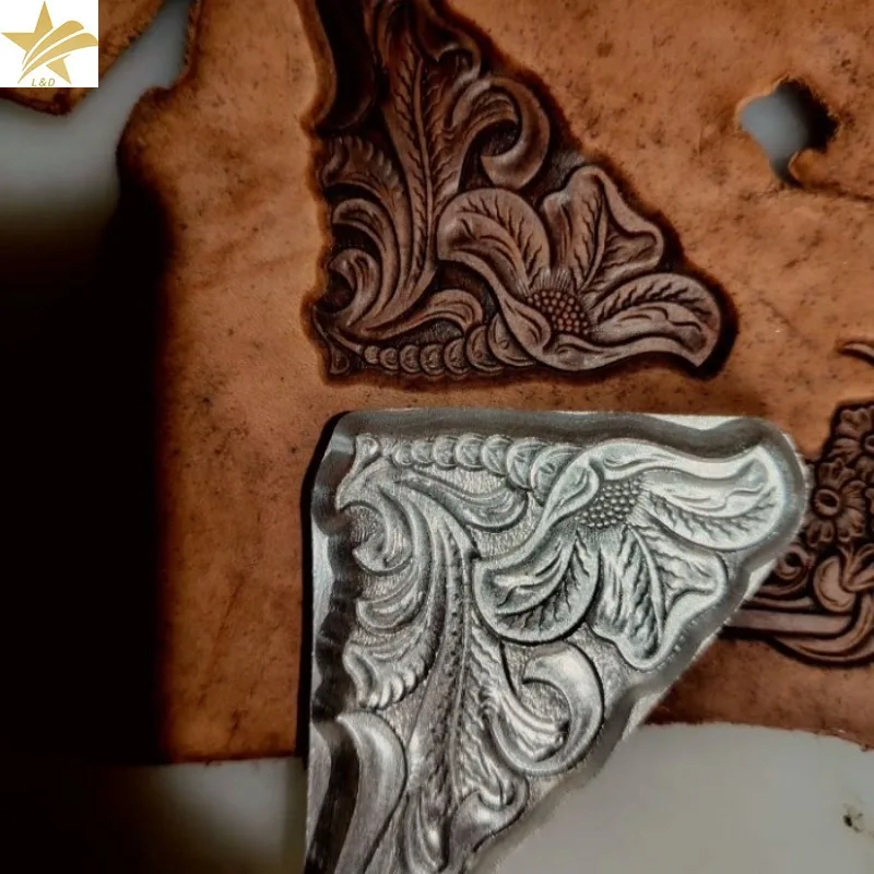 Leather Corner Stamp Mold  Tang Cao Floral Corner Embossing Tool,Leather Craft Wallet Panels, Notebook Leatherworking Tools