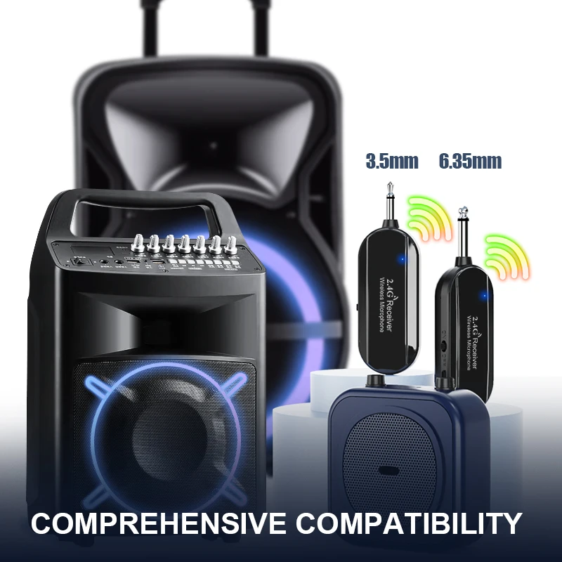 Wireless Microphones Headset UHF Dual Wireless Mic 2 Wireless Mics & 1 Receiver Headset and Handheld 2 In 1 Rechargeable