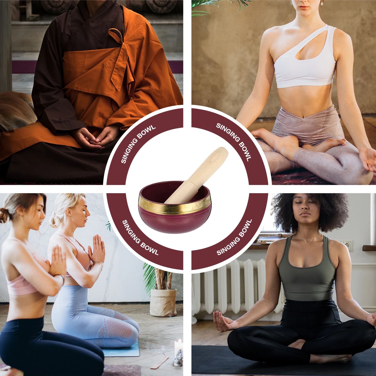 

1 Set Handmade Copper Singing Bowl Meditation Tool For Yoga Sound Healing Therapy Deep Relaxation Stress Relief Bowl