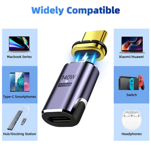 NNBILI 140W USB4.0 Thunderbolt3 Магнитный Кабель Type-C - USB-C Для Быстрой Зарядки, Передачи Данных 40 Гбит/с, 8K 60 Гц — изображение продукта