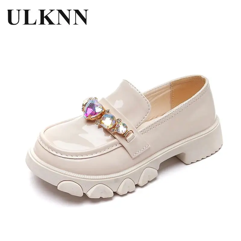 

Girl Black Leather Shoes 2023 Period Fashion Girls Princess Rhinestone Shoes Children Mary Jane Shoe Girl Party Shoes