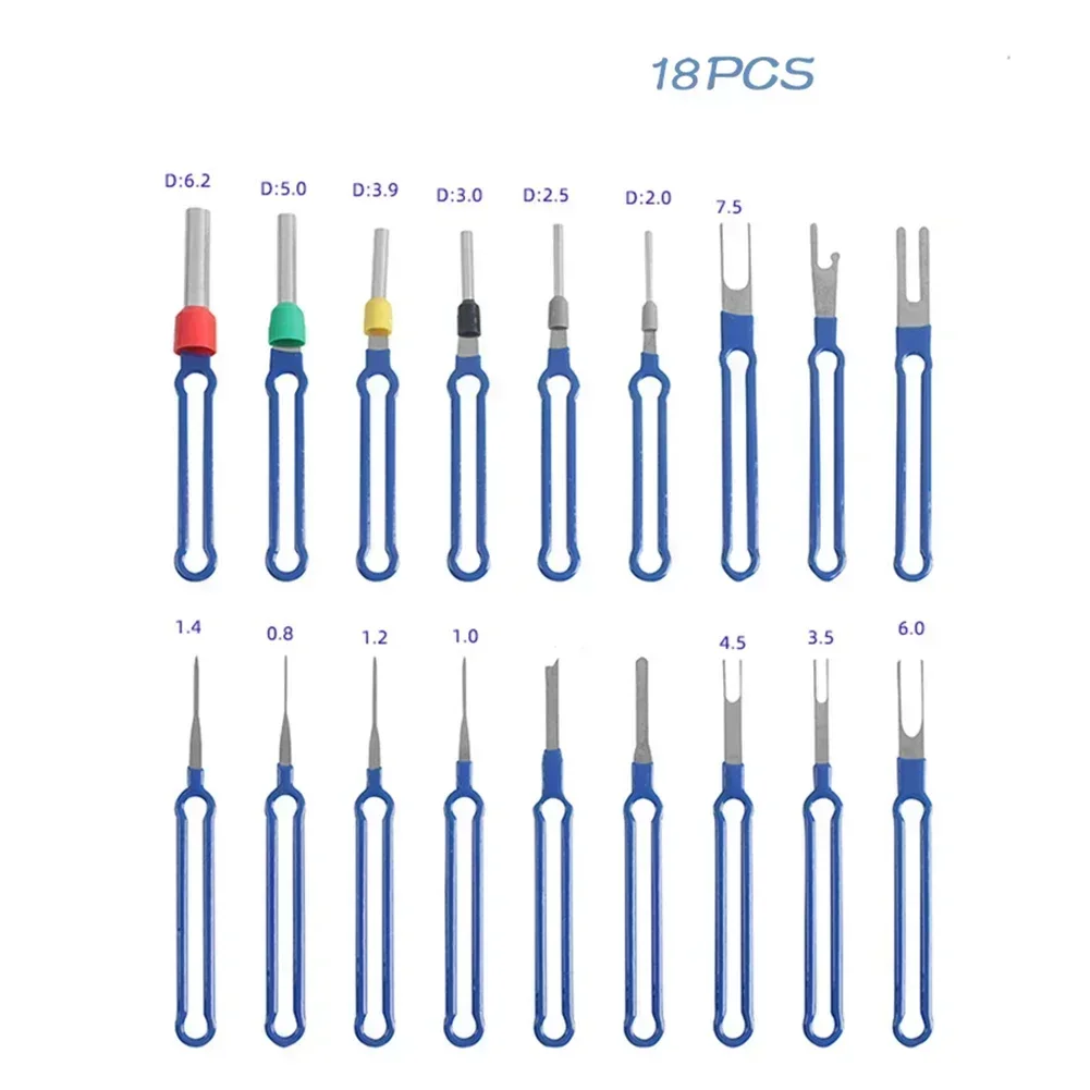 18Pcs Car Terminal Removal Tool Kit Depinning Tool Electrical Connector Pin Removal Car Stylus Wiring Crimp Connector Puller