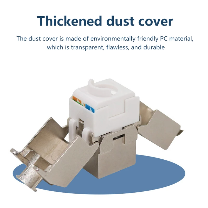 Cat6a Cat7 RJ45 Keystone Jack, Zinc Alloy Module, Tool-Less STP Type, Adapter Coupler for 22-26 AWG