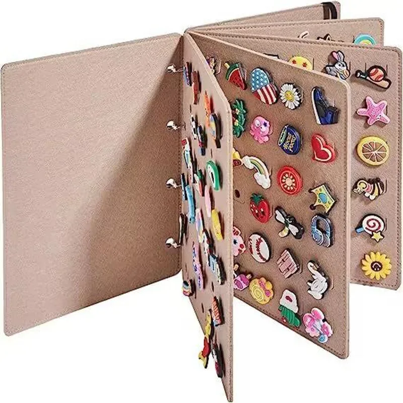 cloth shoe buckles charms accessories decor organizer books storage A4 paper size 6 pages for pin ornament earings display camp