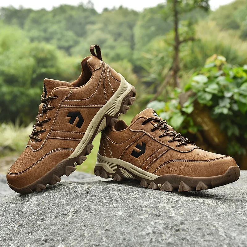 Good Quality Men Hiking Mountain Shoes Split Leather Male Cross-country Trekking Sneakers Non-slip Boy Athletic Hunting Shoes