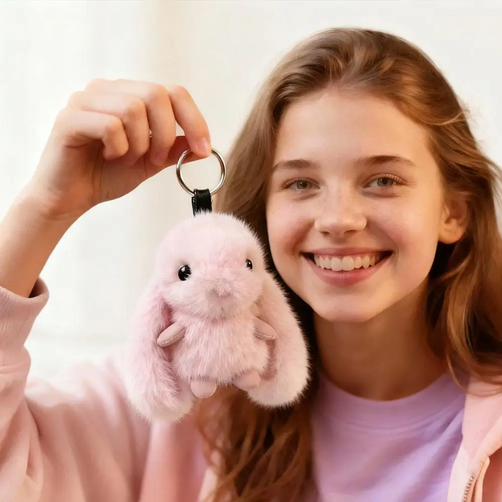 Plush Toy Keychain Cute Long Ears Rabbit Bunny Keychain Plush Rabbit Fluffy Rabbit Key Ring Bag Charm Purse Pendant