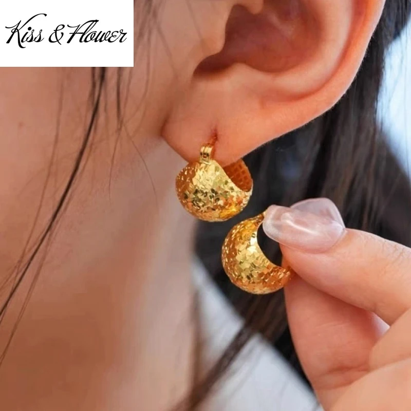 

KISS&FLOWER 24KT Gold Luxury Shiny Drop Earrings For Women Wedding Party Birthday Christmas Bride Mother Girl Ladies Gifts ER552