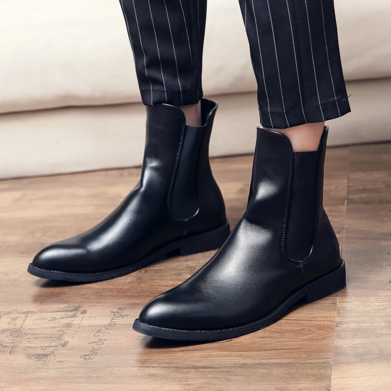 

High Quality Sizes 48 Chelsea Boots Men Shoes Black Fashion Business Casual British Style Street Party Wear Classic Ankle Boots