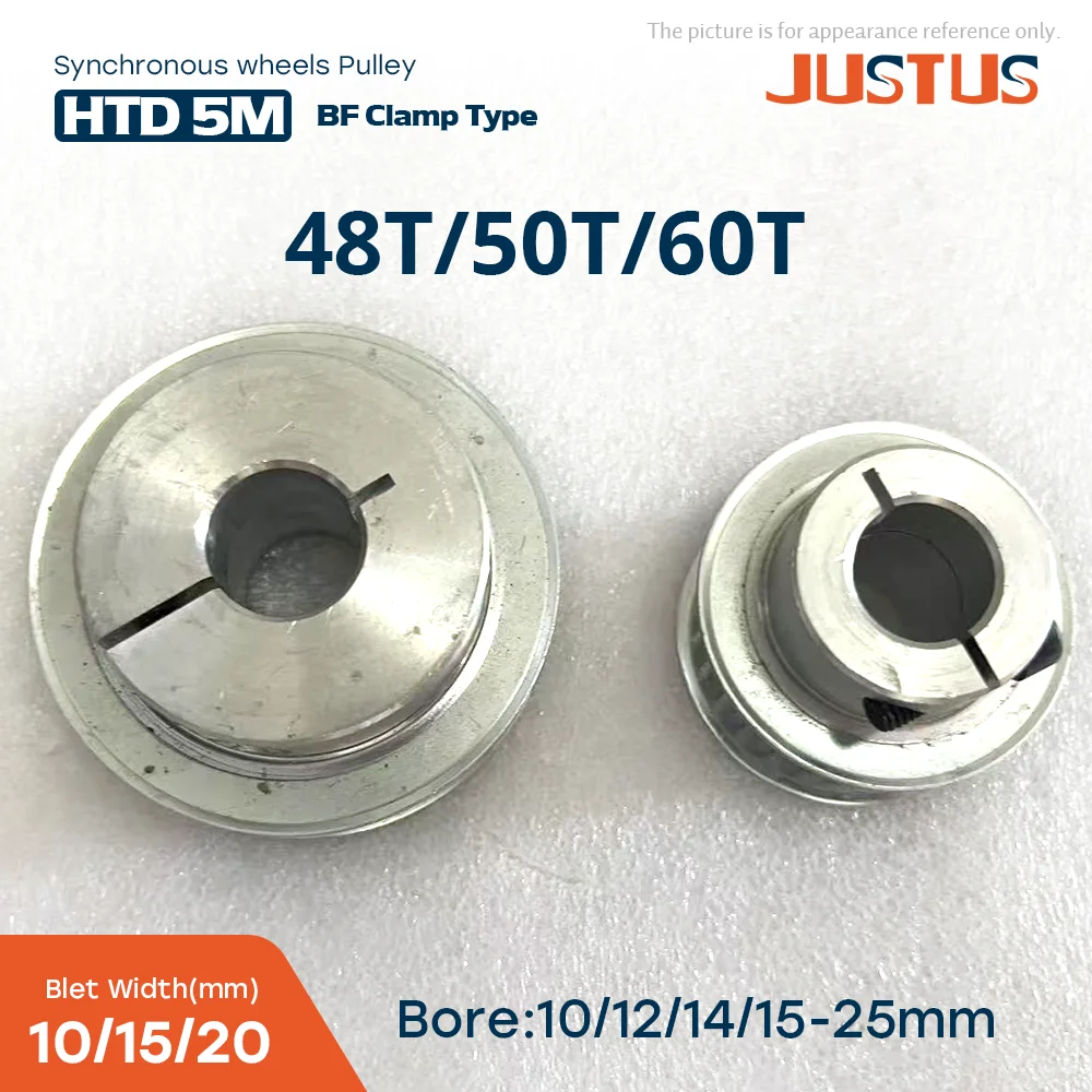 HTD 5M 48T/50T/60T BF Clamping Type Synchronous Wheels Bore 10-25mm for Belt width 10/15/20mm 3D Printer Accessories