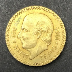 1945 Mexican 15.5mm 2.5 peso gold coin, eagle bite snake replica collection commemorative medal, old money, challenge coin, gift