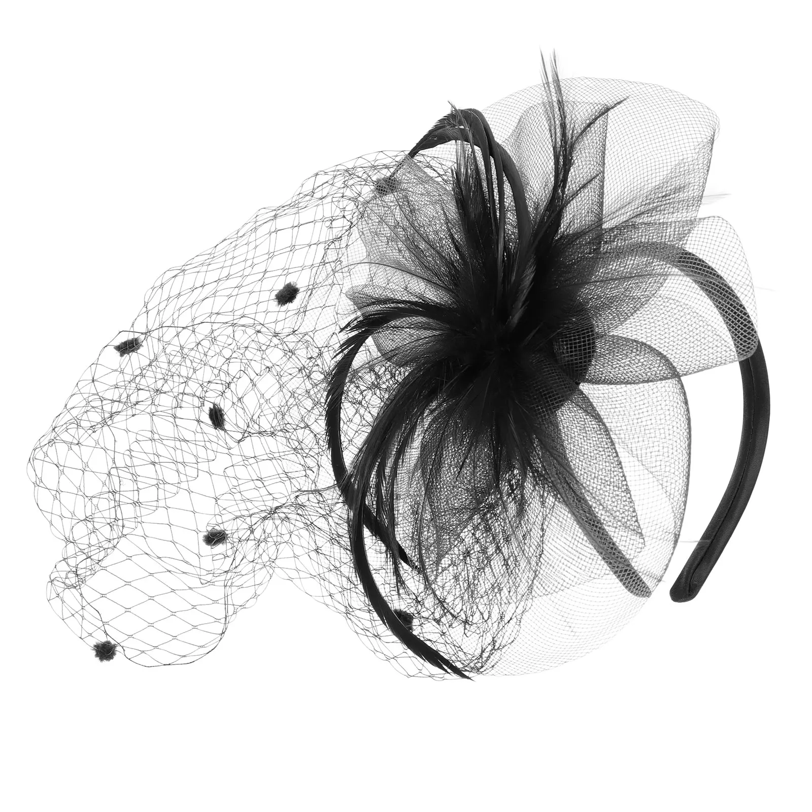 

1pc Mesh Artificial Net Yarn Woman Mesh Headwear Headdress Black Elegant Hair Accessories For Party Hat Wedding