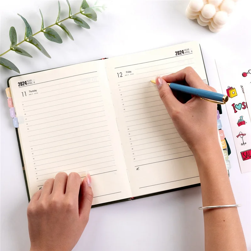 A13E-2024 مخطط محمول 365 يومًا غطاء جدول يومي أسبوعي دفتر تقويم مدمج جدول أعمال مكتب المدرسة #2