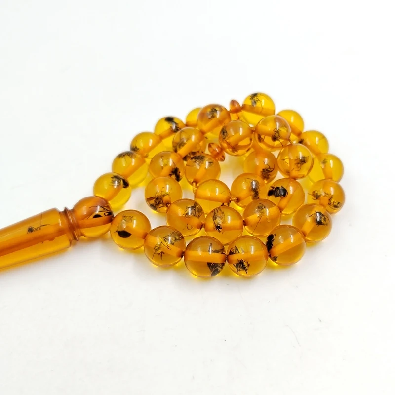 Tasbih real Insect Yellow Resin Rosary Muslim Eid Mubarak Gift islamic Accessories insects Bracelet turkish prayer beads Miabaha