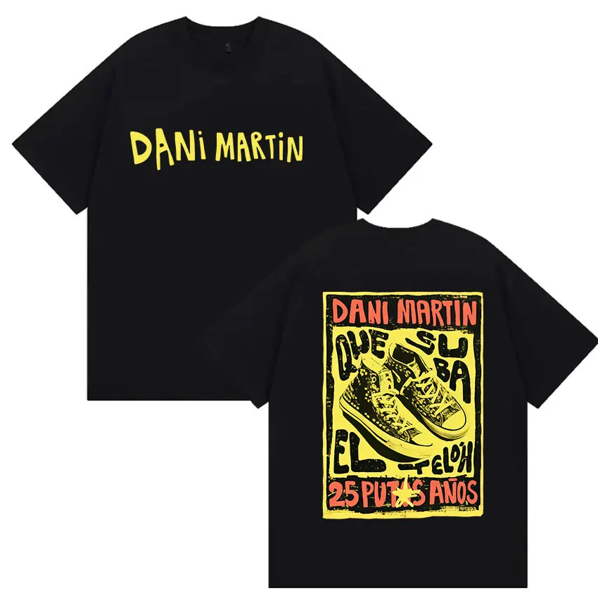 Dani Martin Que Caro Es El Tiempo Tour 2026 Merch Camisetas de Banda de Rock Hip Hop Camiseta de Manga Curta Masculina Oversized de Algodão