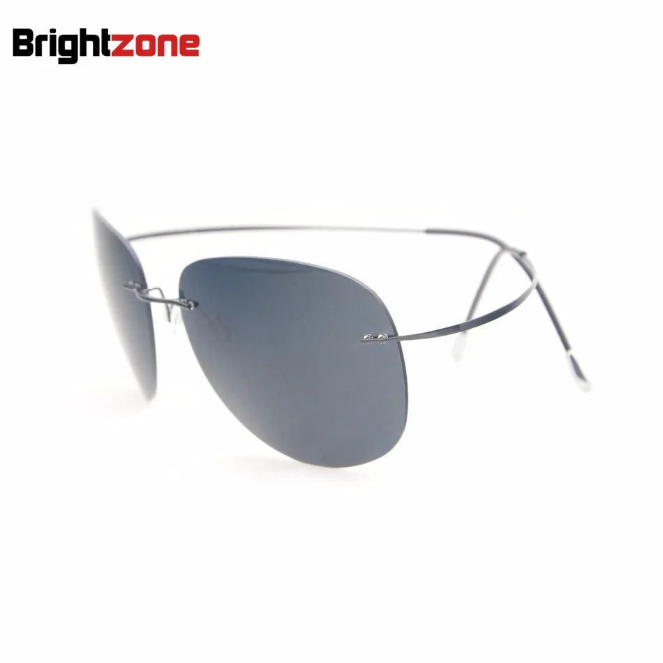 

New Ultra-light Brightzone Rimless Titanium Frame Polarized Sunglasses Oversizes Sun Shaded Glasses ProtectEye Anti-UVA UVB