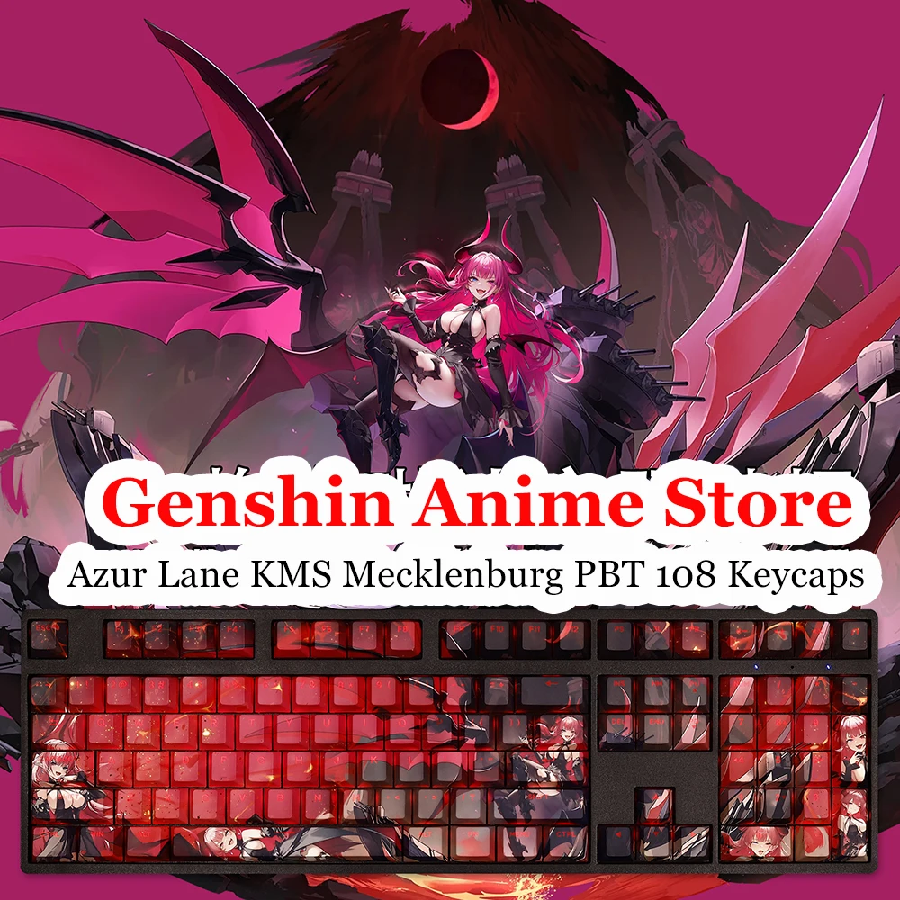 

Game Azur Lane KMS Mecklenburg PBT 108 Keycaps Cosplay Props Thermal Sublimation Mechanical Theme Keycap Keyboard Accessories
