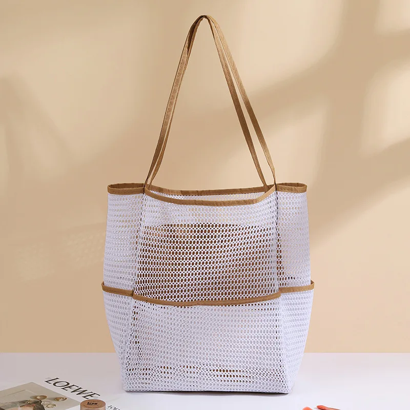 Multi Pockets Summer Beach Bag for Towels Mesh Durable Travel Handbag Toys Organizer Waterproof Underwear Swimming Storage Bag