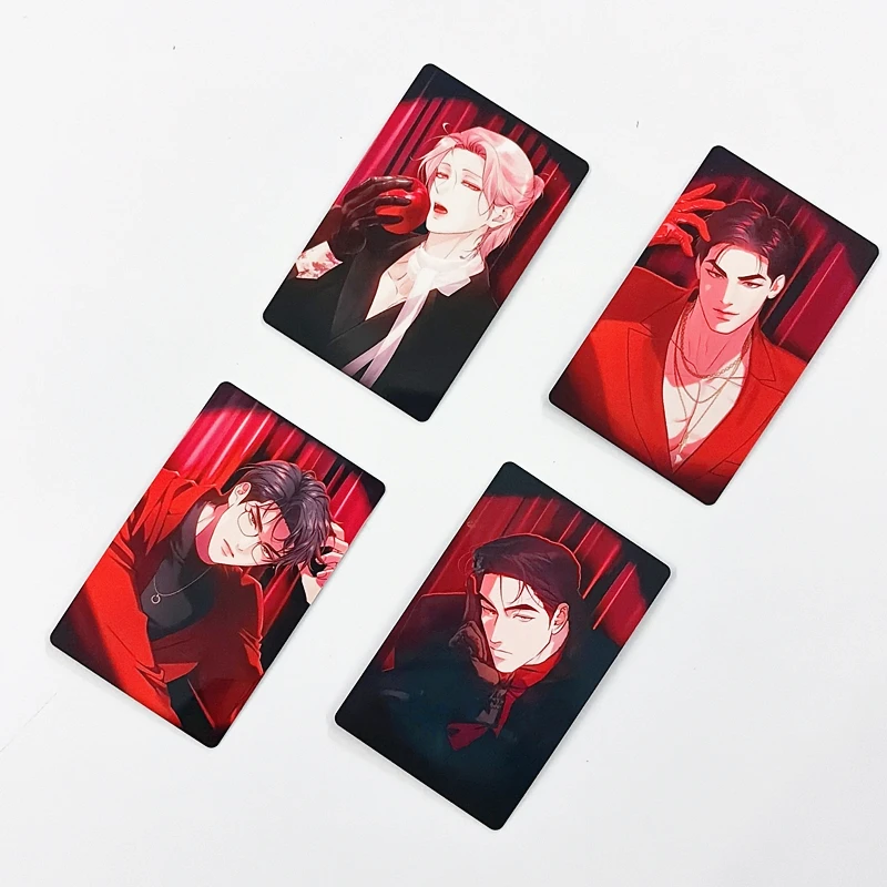  4Pcs/Set Korean Manhwa Feel The Red Photocards - Anime Characters Lomo Cards Perfect Gift for Fans