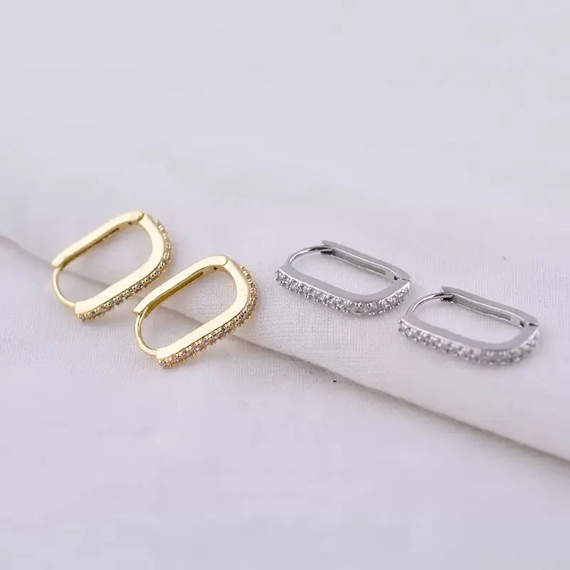 4PCS Luxury Gold Plated U-shape Hoop Earrings Set for Women Geometric Pendant Huggie Punk Unisex Rock Earring Piercing Jewelry
