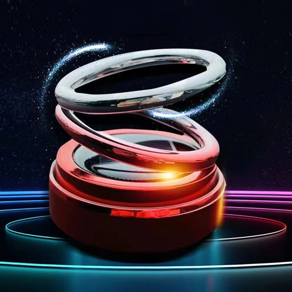 

Car Auto Solar Energy Rotating Aromatherapy Air Fresher Double Ring Interior Accessories Diffuser For Car Home Decoration