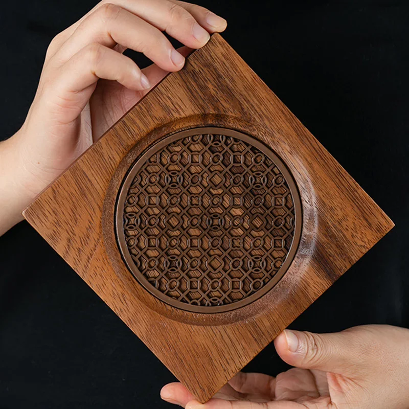 Square Bamboo Saucer Tea Tray Natural Wooden Kung Fu Tea Set Restaurant Creative Dessert Serving Trays Chinese Tea Ceremony Tool