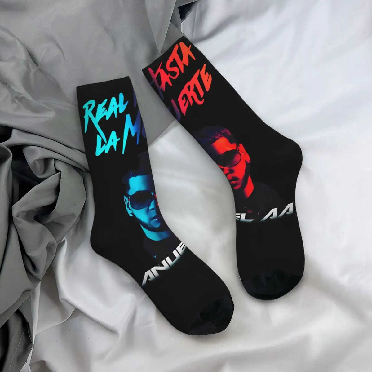 Real Until Death Anuel AA Rapper Socks Accessories For Men Women Print Socks Soft Birthday Present
