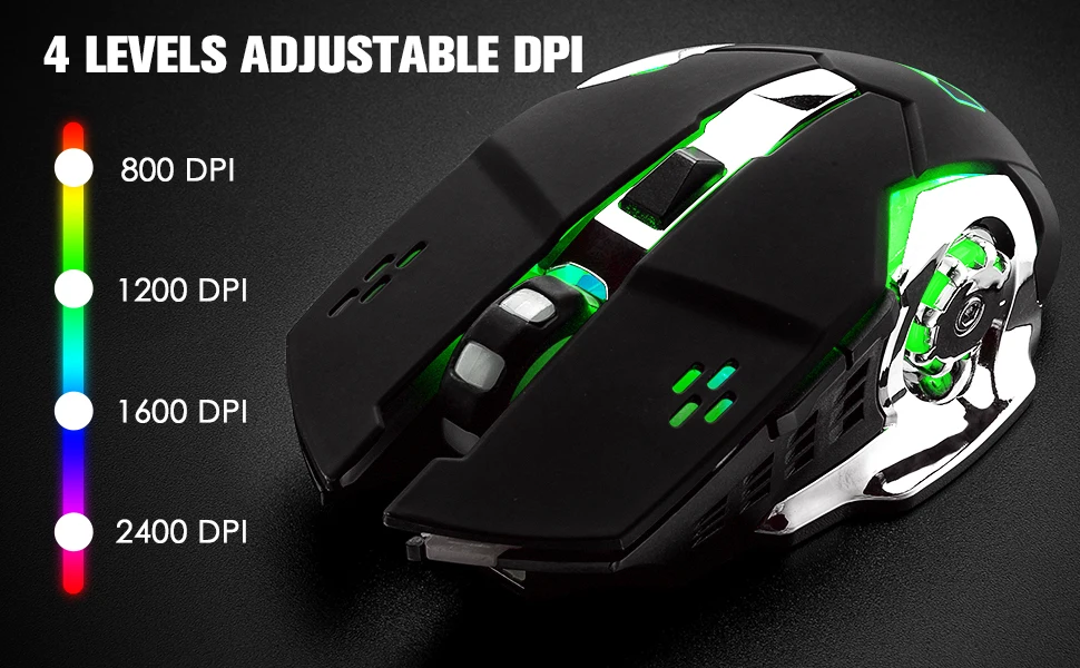 Wireless Gaming Keyboard and Mouse Set Rainbow/RGB Backlit Rechargeable Keyboard and 7 Color Gaming Mute Mouse with Pad
