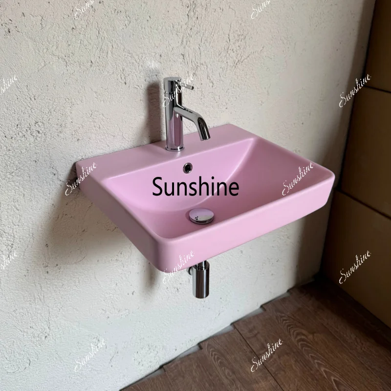 

Pink modern wall-mounted wash basin, color deepening inner tank wall-mounted