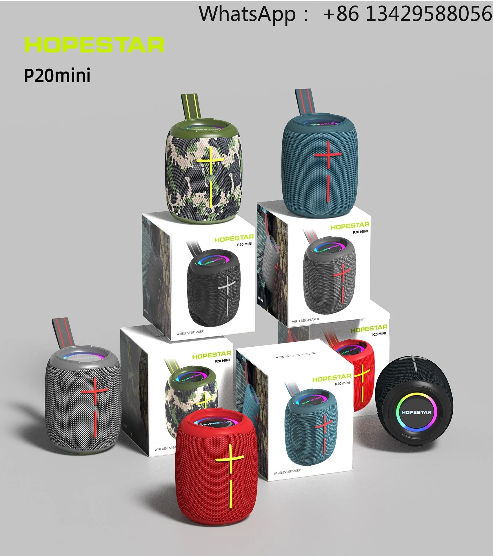 2026 Hopestar P20mini 10W Wireless Speaker RGB Waterproof Portable Outdoor Deep Bass AI Sound Home Theater Speaker