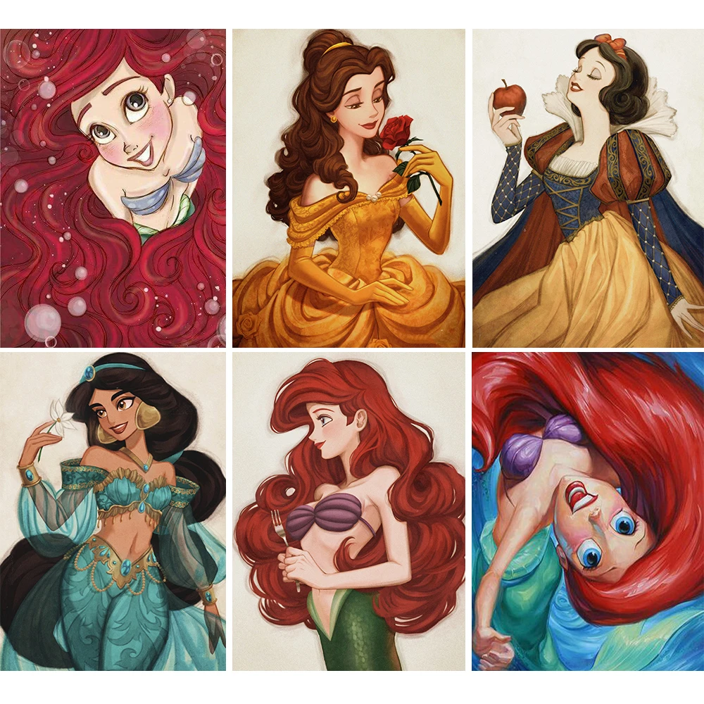 Disney Princess Diamond Painting 5D Girl Portrait Diamond Embroidery DIY Cartoon Characters Rhinestones Kit