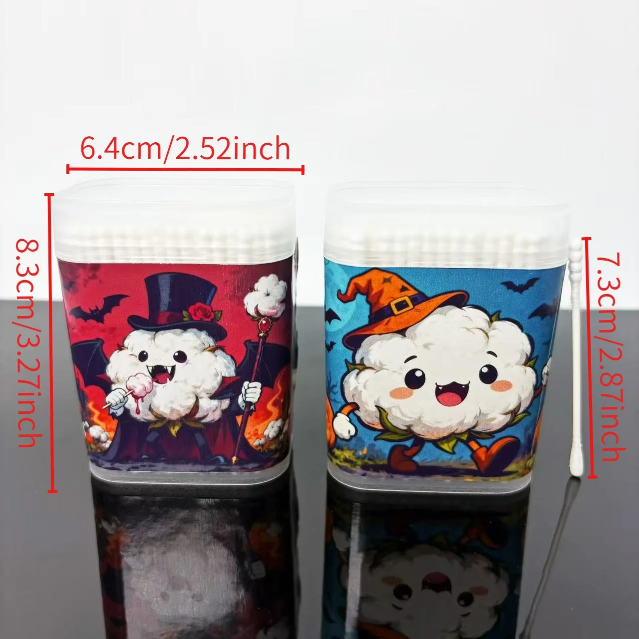 Tamponi a doppia estremità in cotone a tema Halloween da 400 pezzi/600 pezzi Tamponi rotondi a spirale in cotone creativo per Halloween