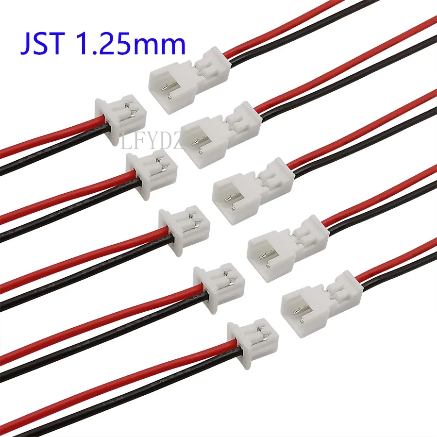 5Pairs Small Mini JST 1.25mm PH 2.0mm XH 2.54mm 2 Pin Male Female Plug Jack Connector Cable JST 1.25/2.0/2.54 2P Electronic Wire