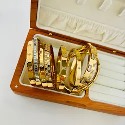 New Cubic Zirconia Bangles Stainless Steel Bracelets Tarnish Free Waterproof Jewelry for Women